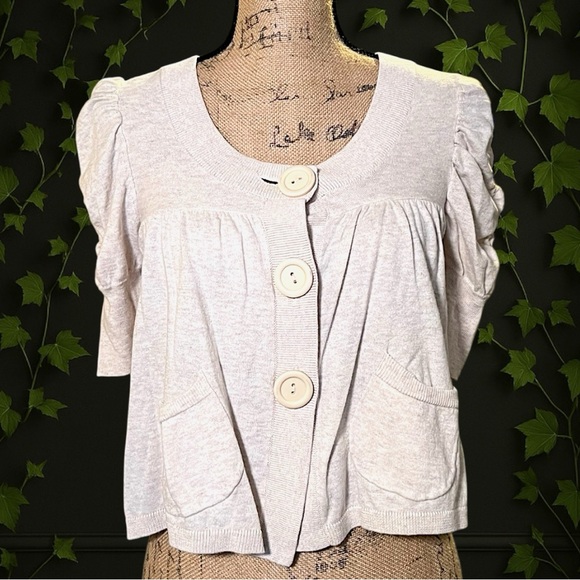 Elle Sweaters - Elle 100% Cotton Cream Cropped Cardigan XS